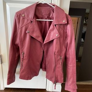 Red faux leather jacket